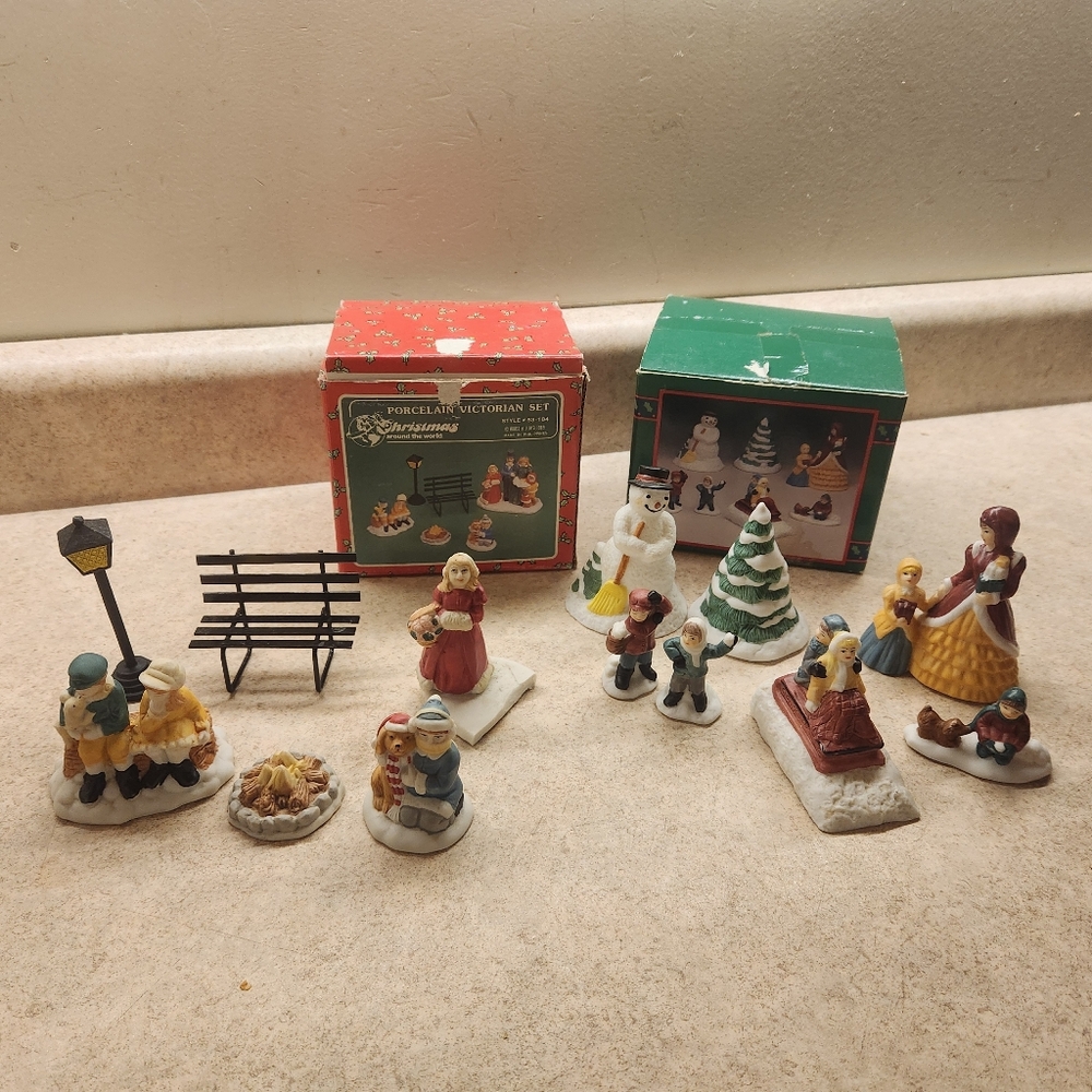 Vintage 1989/1991 Porcelain Victorian Figurine 13pc Set